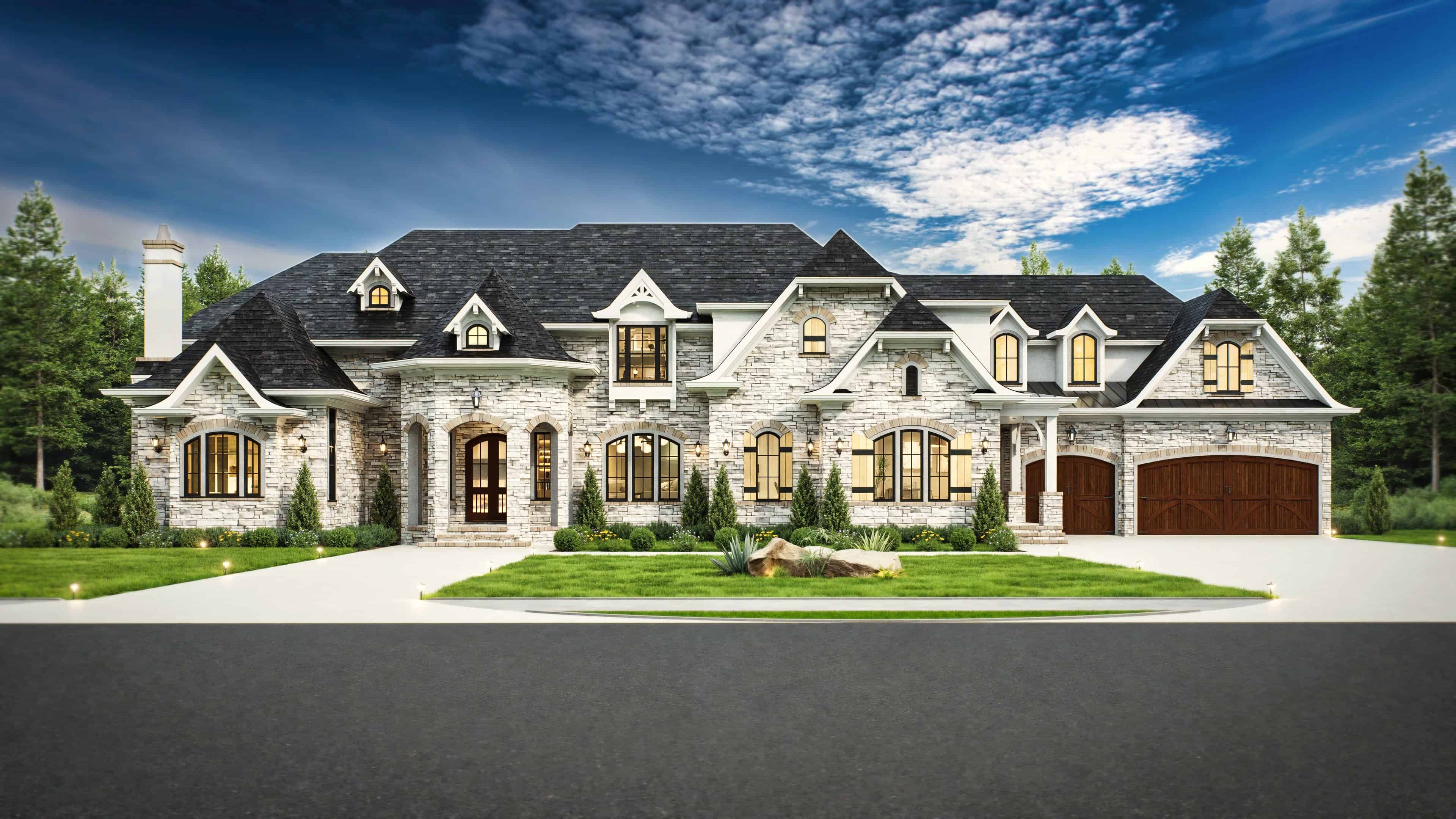 Front elevation of Luxury home (ThePlanCollection: House Plan #106-1294)