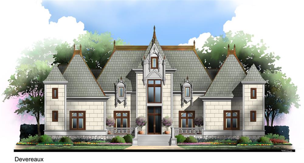 Front elevation of European home (ThePlanCollection: House Plan #106-1300)