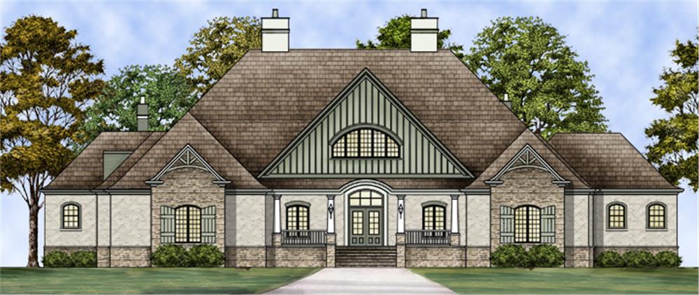 Front elevation of European home (ThePlanCollection: House Plan #106-1304)