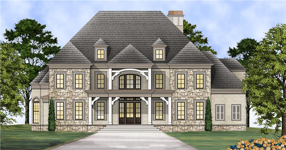 Front elevation of Colonial home (ThePlanCollection: House Plan #106-1312)