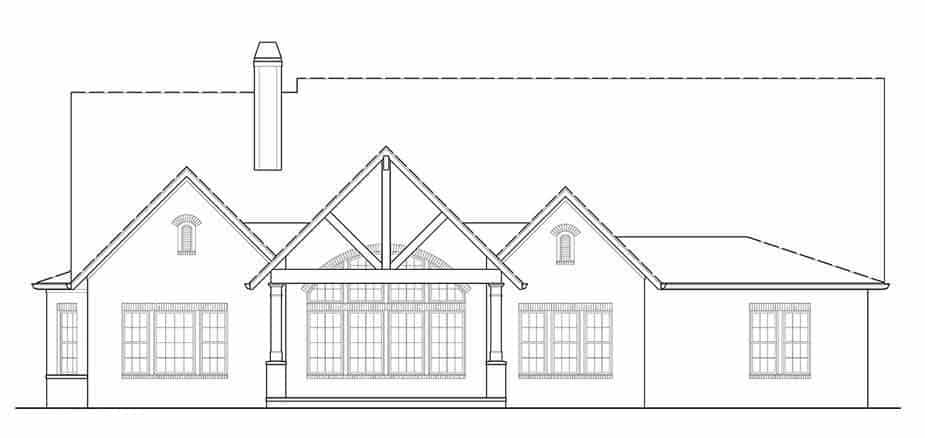 Home Plan Rear Elevation of this 4-Bedroom,2956 Sq Ft Plan -106-1314