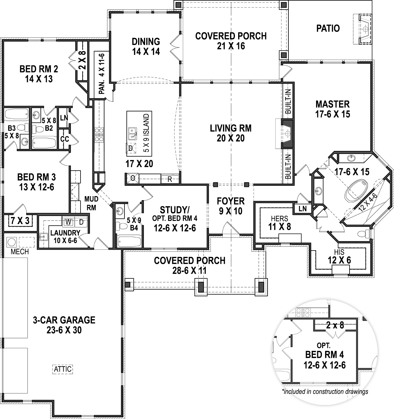 Floor Plan First Story of Luxury Plan #106-1314