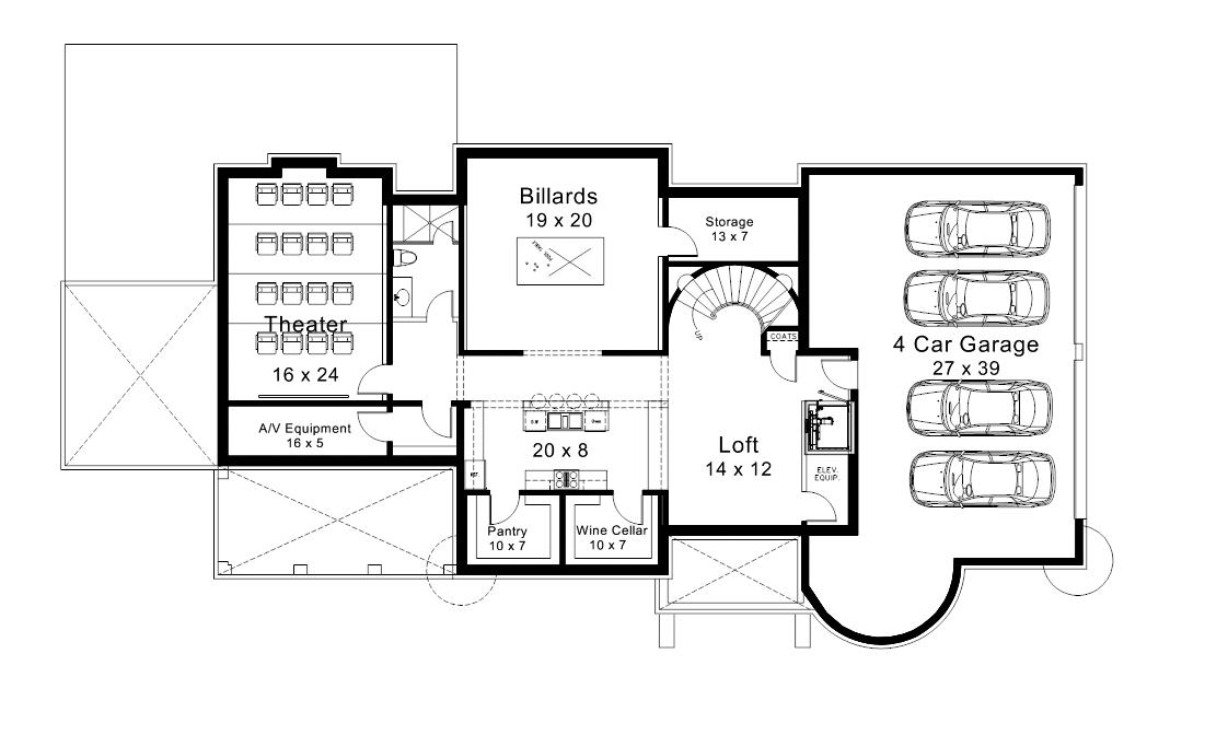 Floor Plan Basement of Luxury Plan #106-1318