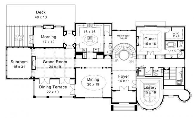 Floor Plan First Story of Luxury Plan #106-1318