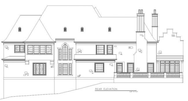 Home Plan Rear Elevation of this 5-Bedroom,6780 Sq Ft Plan -106-1318
