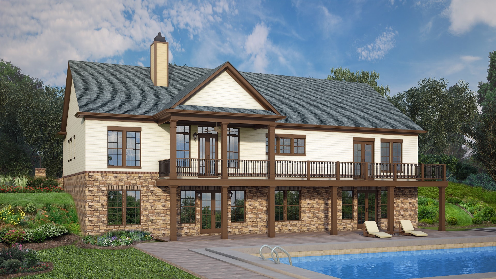 Rear View of this 3-Bedroom, 2764 Sq Ft Plan - 106-1319
