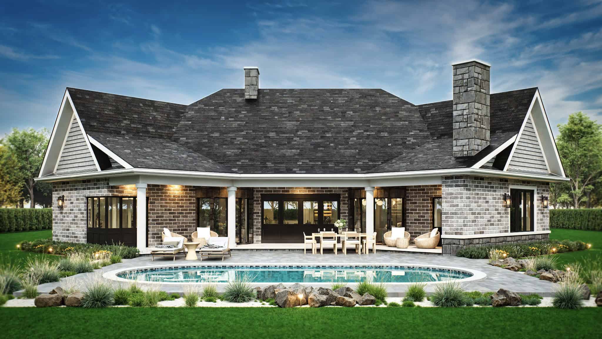 Rear View of this 3-Bedroom,2474 Sq Ft Plan -106-1321