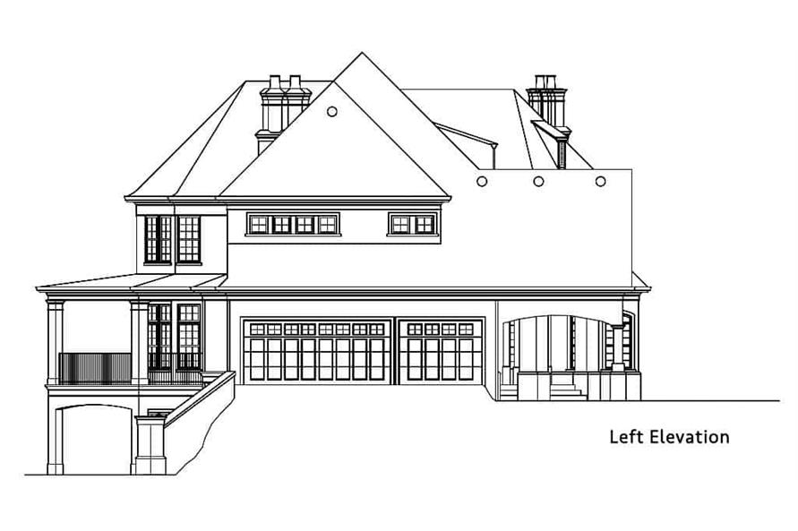 Home Plan Left Elevation of this 4-Bedroom,3125 Sq Ft Plan -106-1323