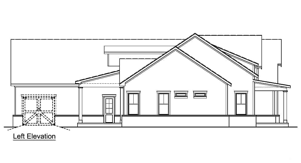 Home Plan Left Elevation of this 3-Bedroom,2484 Sq Ft Plan -106-1326