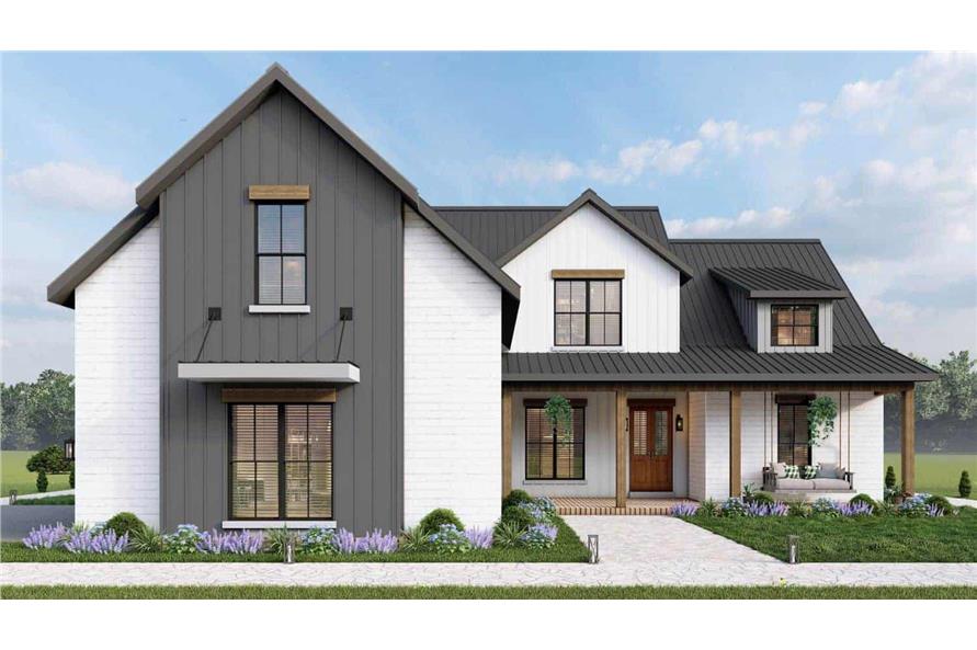 Front elevation of Modern Farmhouse home (ThePlanCollection: House Plan #106-1331)