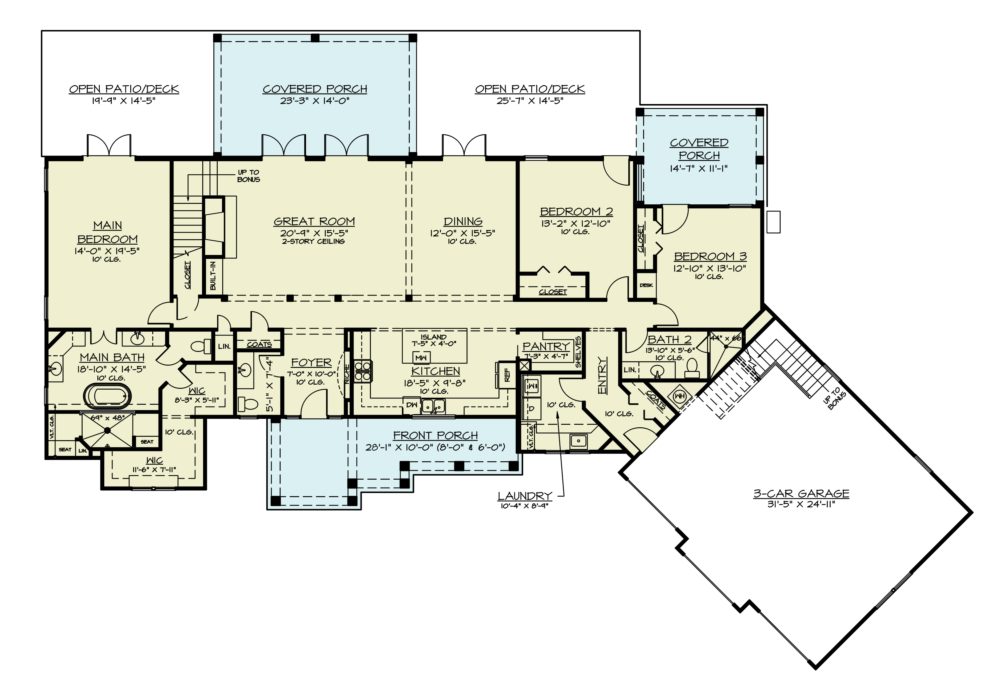 Main Level of Contemporary Plan #106-1336