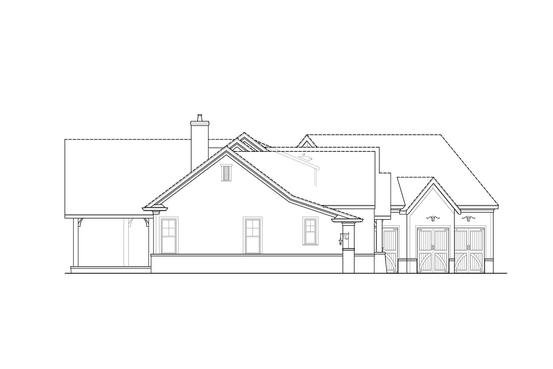 Home Plan Left Elevation of this 3-Bedroom,2537 Sq Ft Plan -106-1336