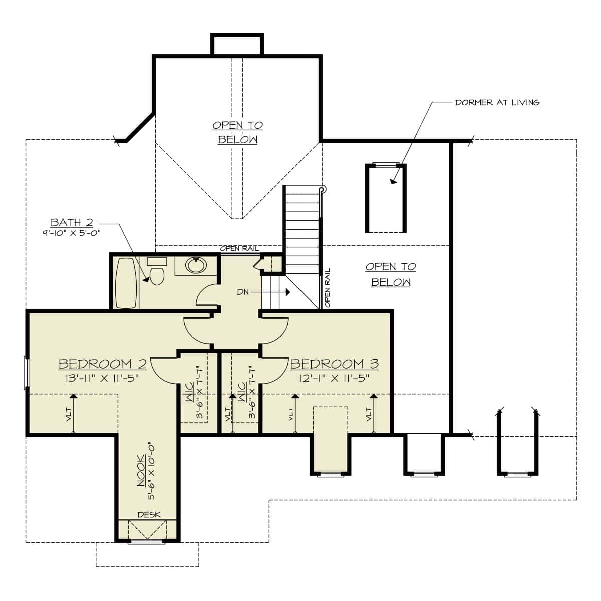 Upper Level of Craftsman Plan #106-1337