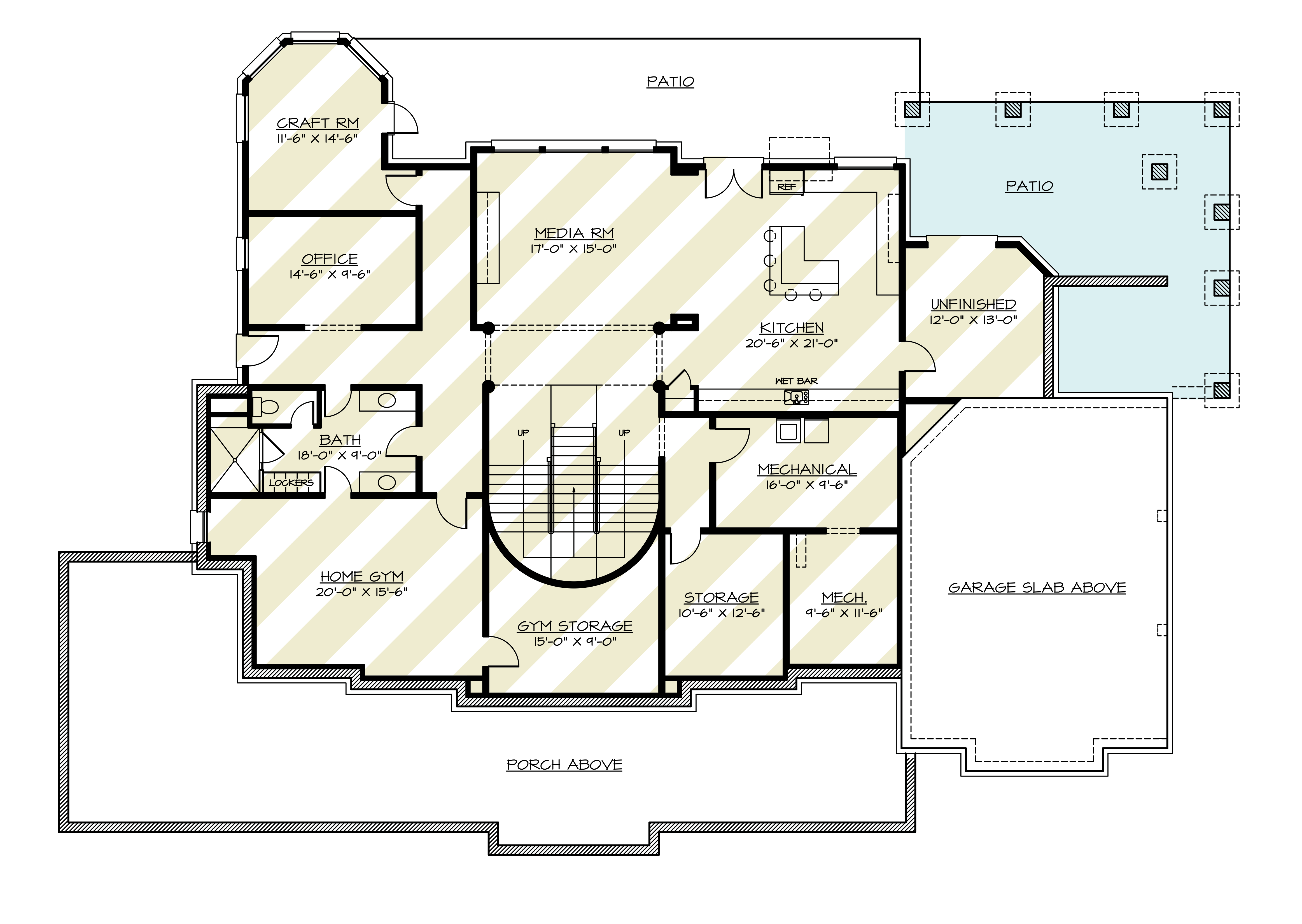 Basement of Modern Farmhouse Plan #106-1345