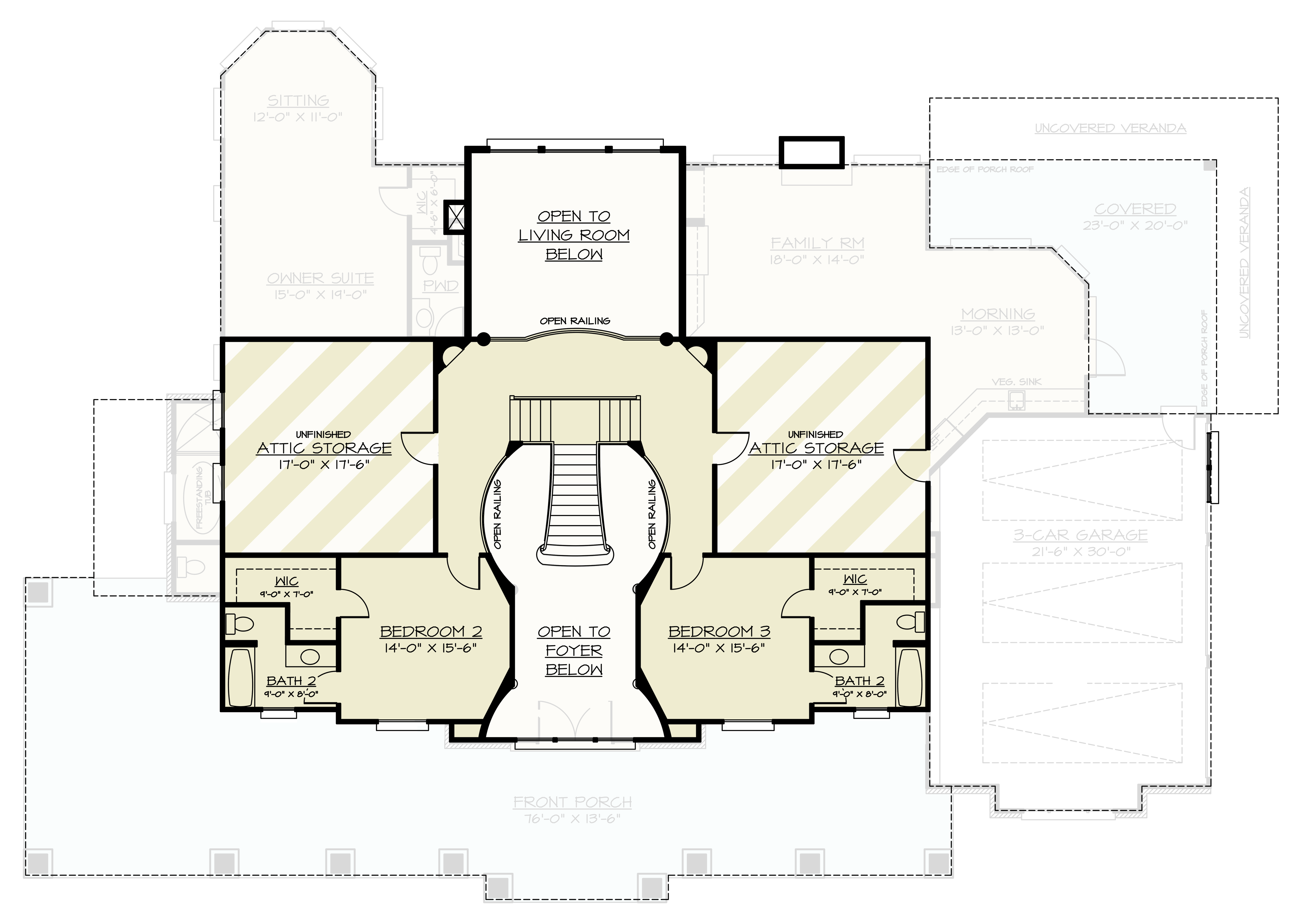 Upper Level of Modern Farmhouse Plan #106-1345