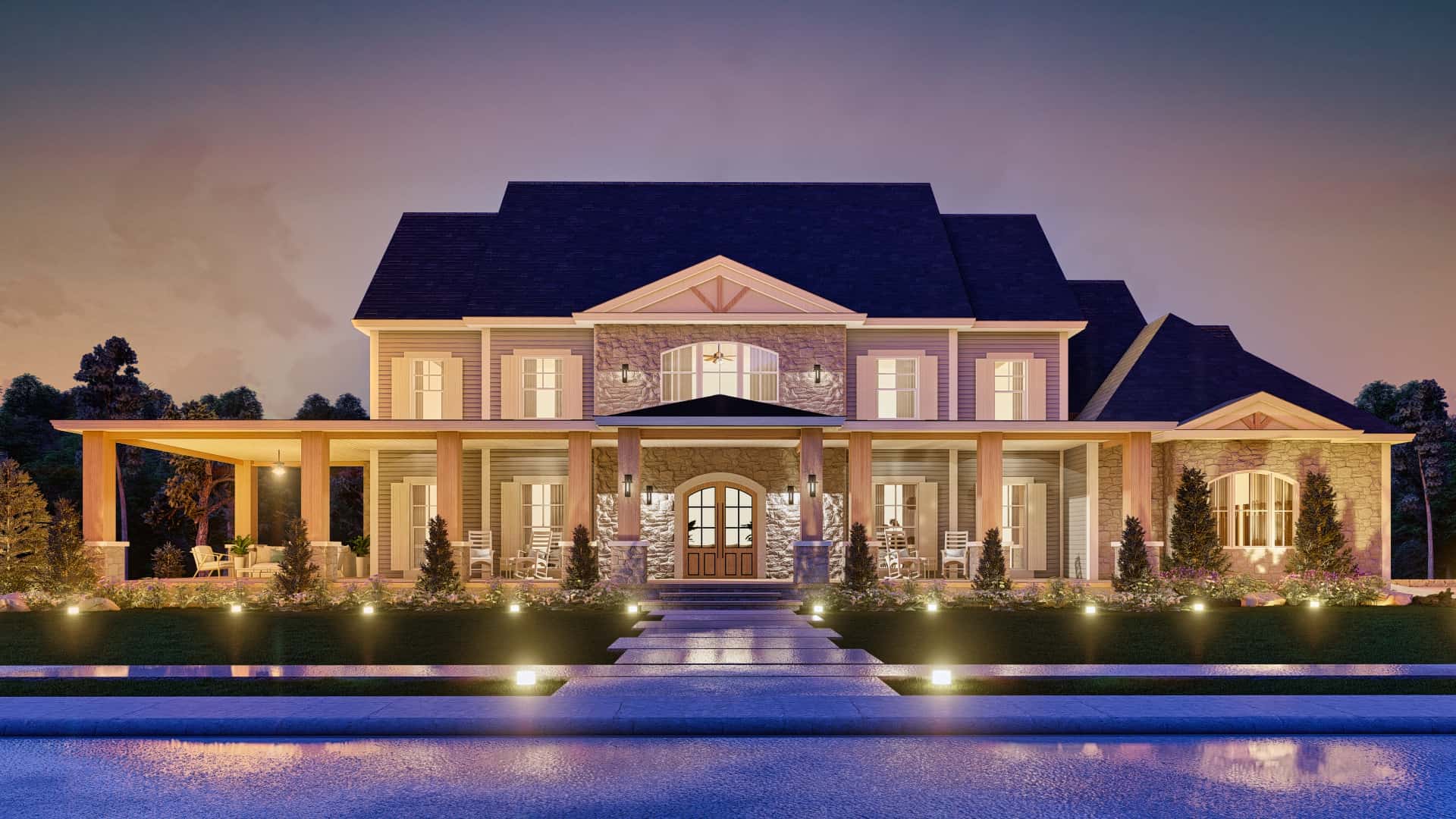 Home at Night of this 3-Bedroom,3986 Sq Ft Plan -106-1345