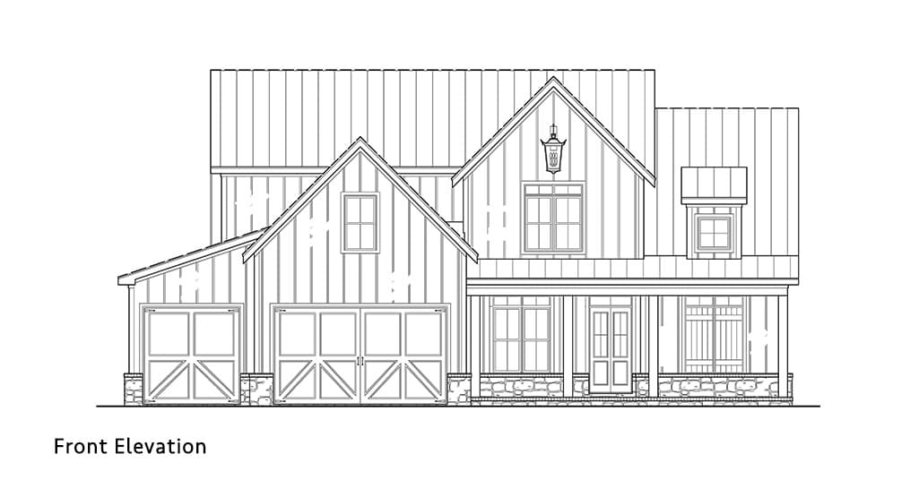 Home Plan Front Elevation of this 3-Bedroom,2017 Sq Ft Plan -106-1348