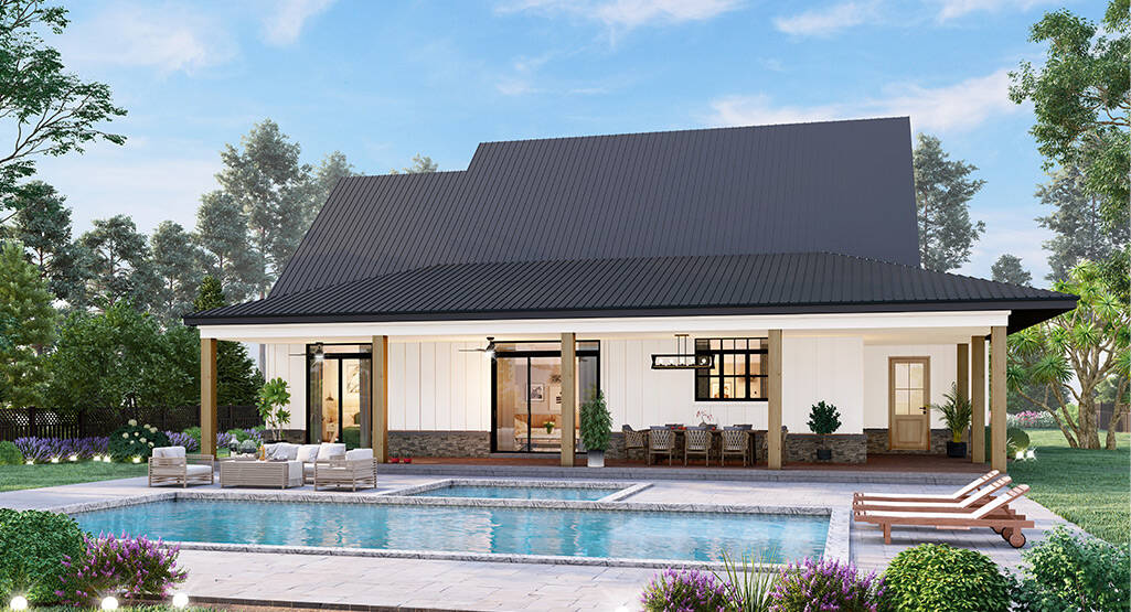 Rear View of this 3-Bedroom,2017 Sq Ft Plan -106-1348