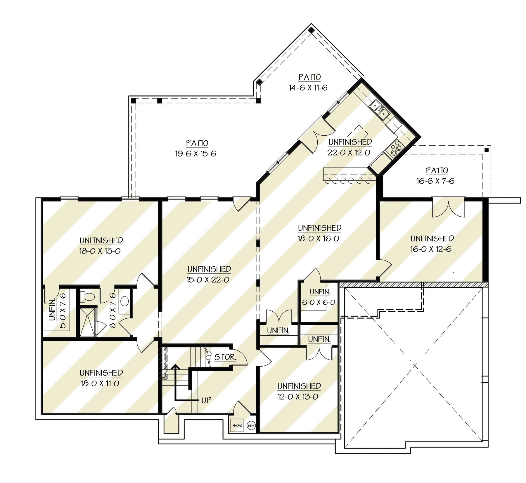 Basement of Modern Farmhouse Plan #106-1350