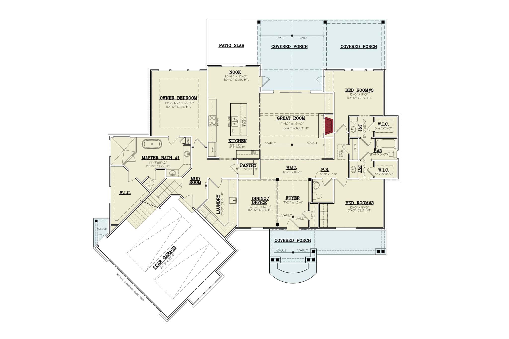 Main Level of Modern Farmhouse Plan #106-1351