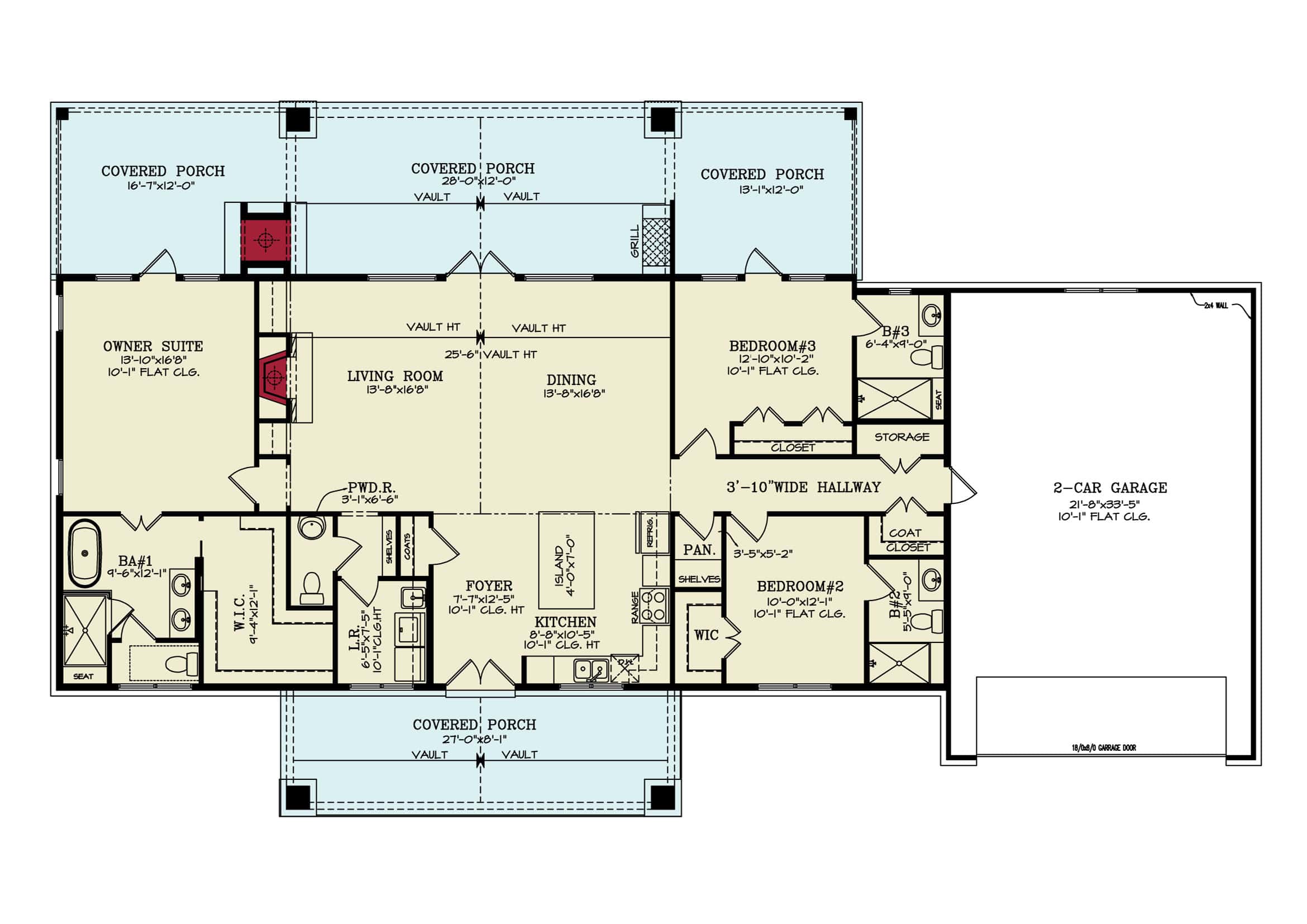 Main Level of Modern Farmhouse Plan #106-1353