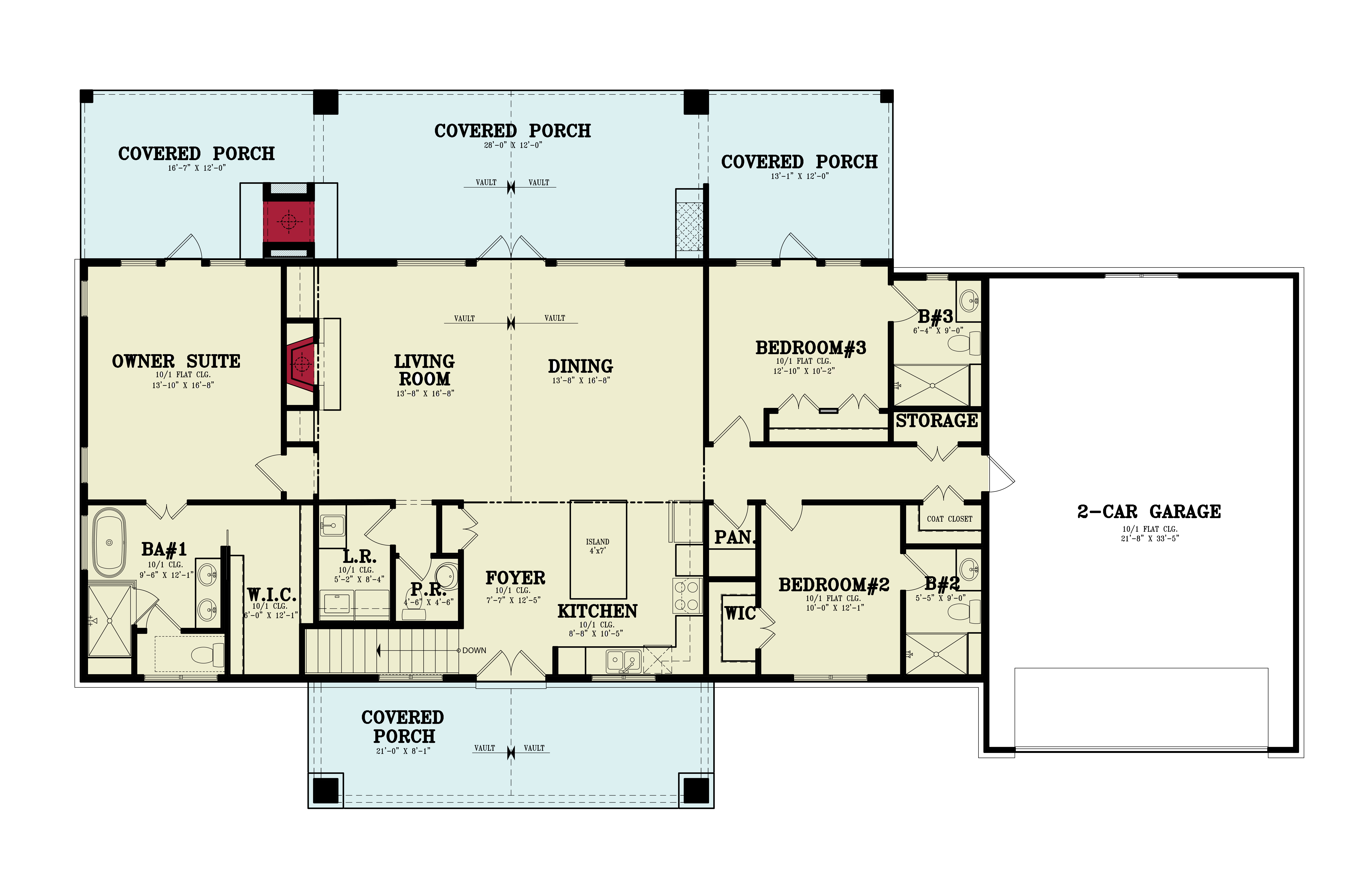 Main Level of Modern Farmhouse Plan #106-1353