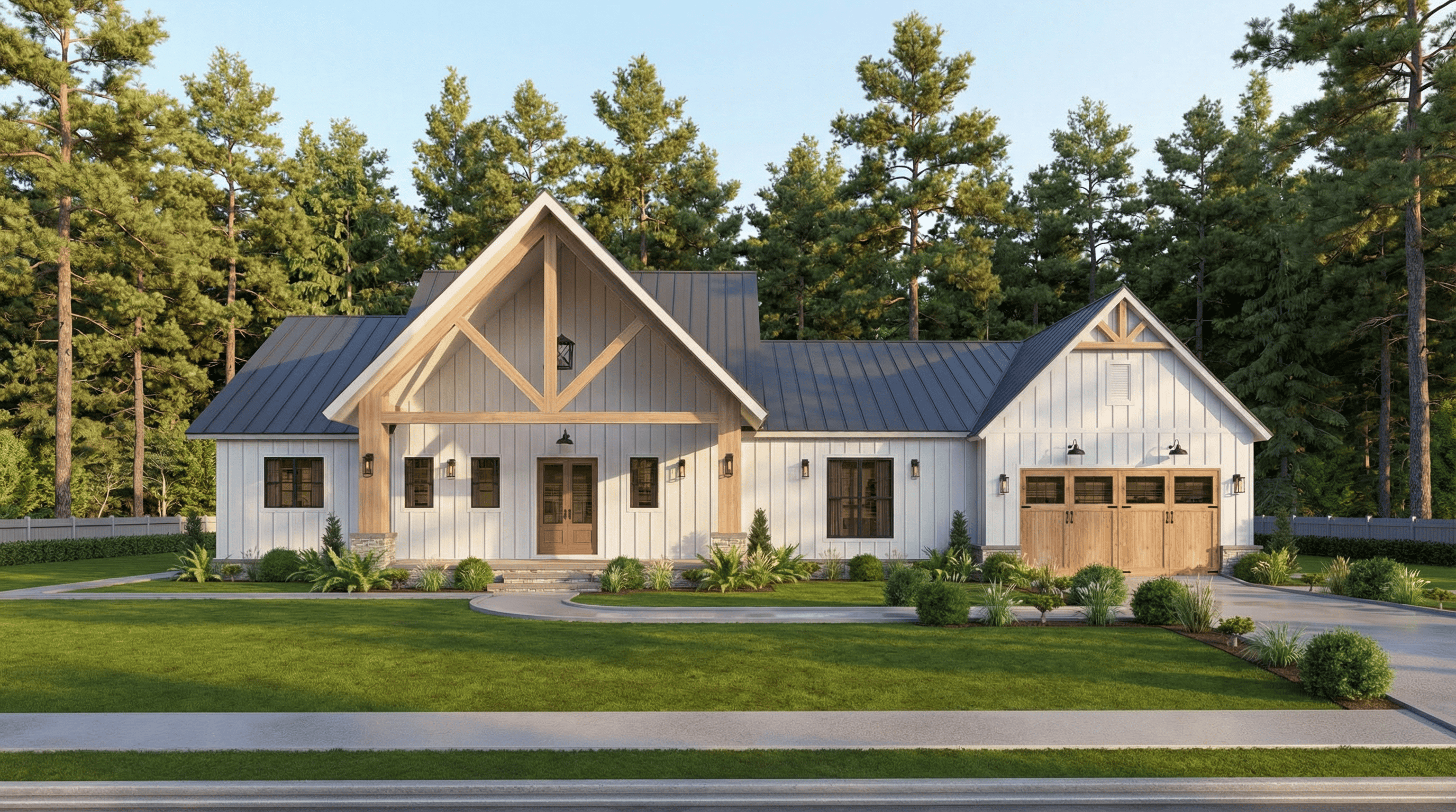 Front elevation of Modern Farmhouse home (ThePlanCollection: House Plan #106-1357)
