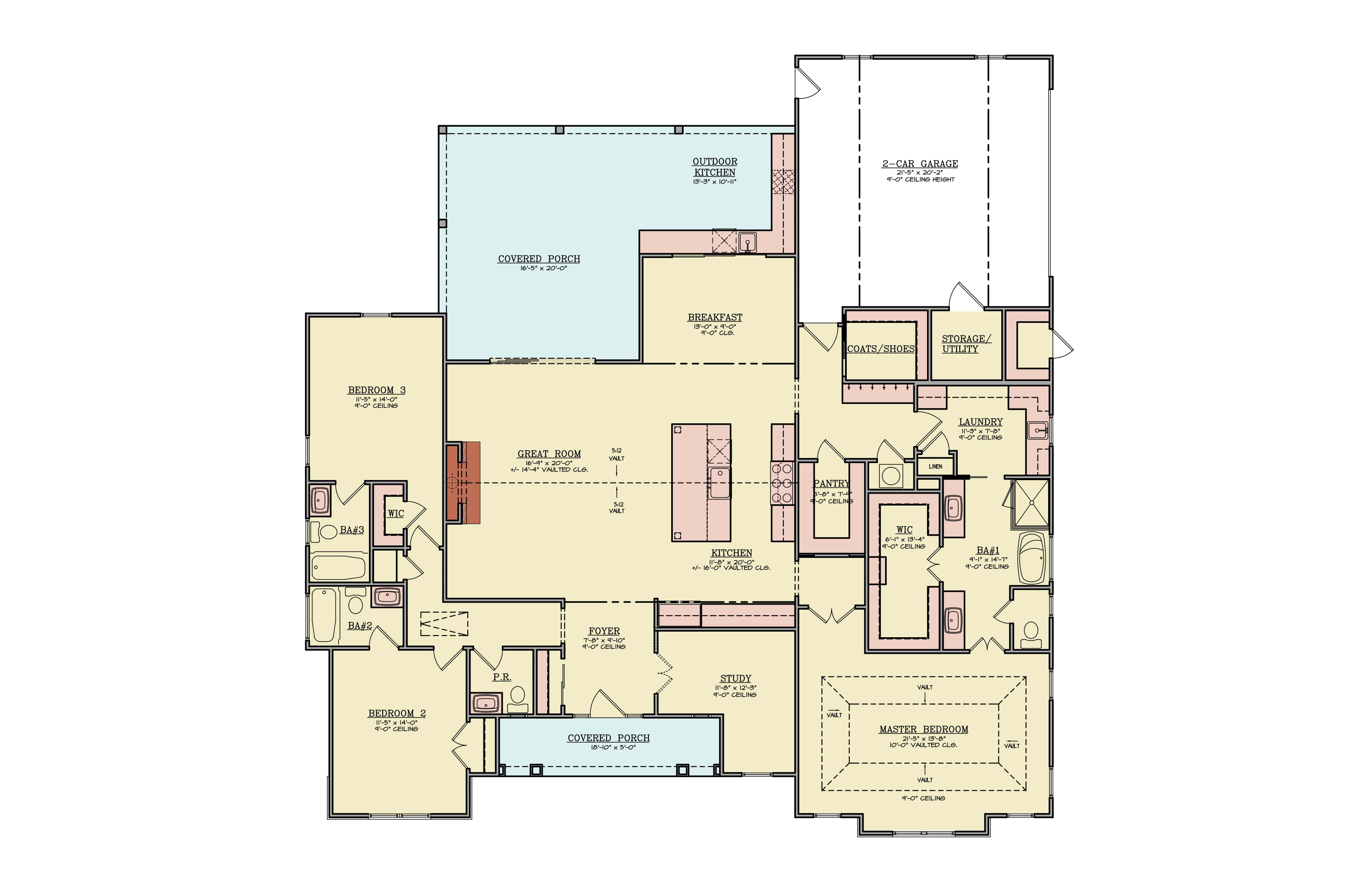 Main Level of Modern Plan #106-1358