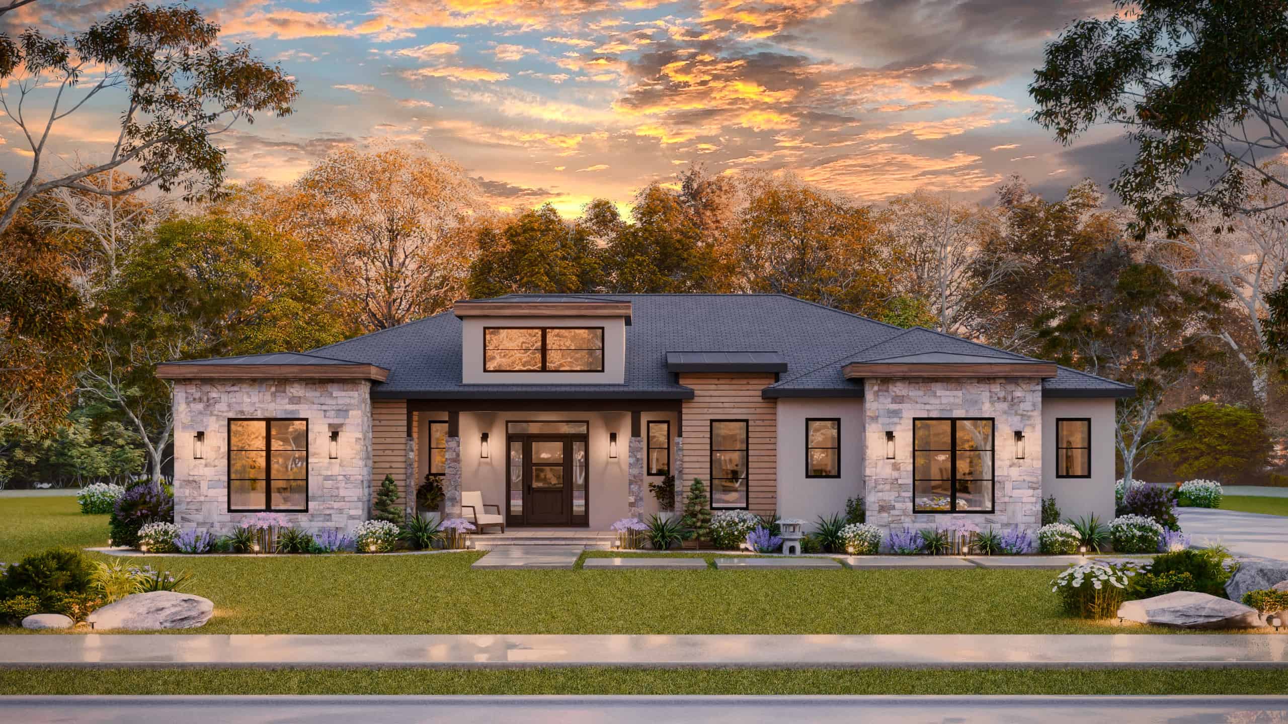 Front elevation of Modern home (ThePlanCollection: House Plan #106-1358)