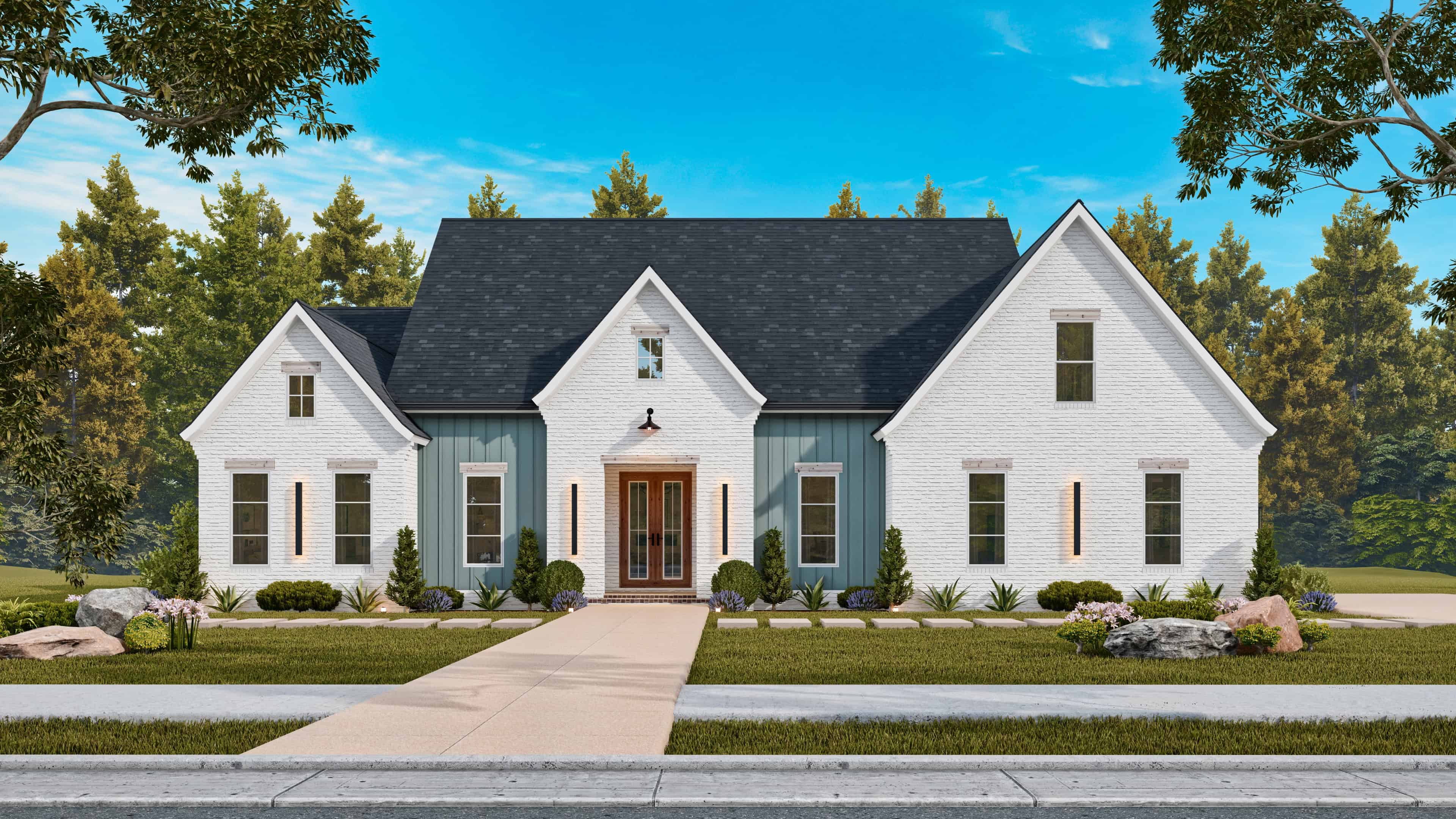 Front elevation of Modern Farmhouse home (ThePlanCollection: House Plan #106-1359)