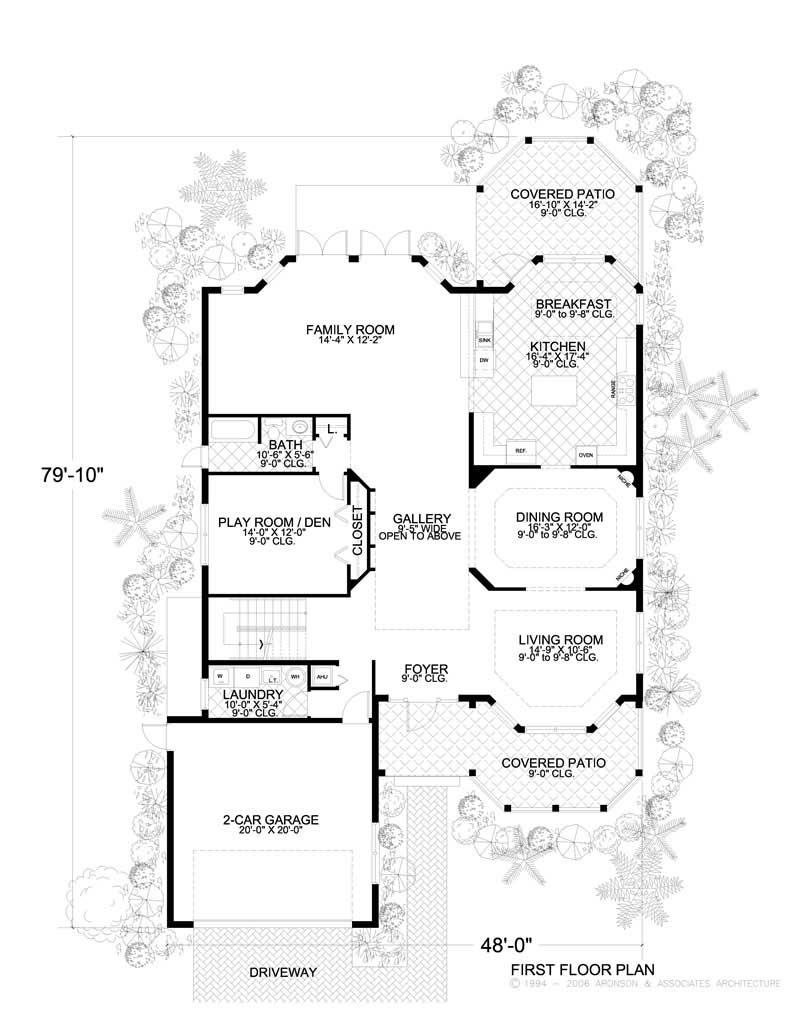 Floor Plan First Story of Mediterranean Plan #107-1000