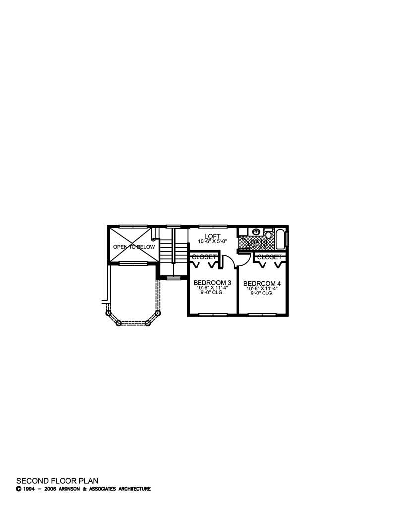 Floor Plan Second Story of Mediterranean Plan #107-1005
