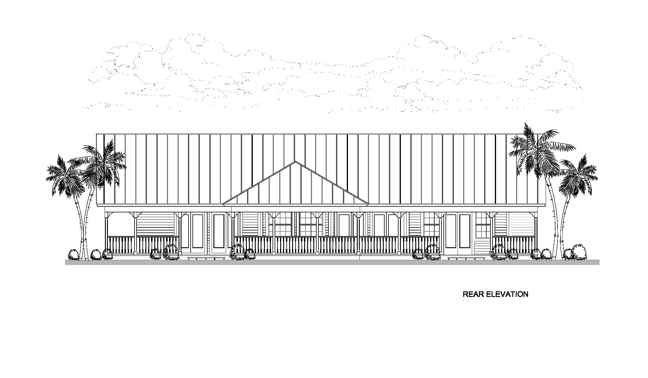 Home Plan Rear Elevation of this 4-Bedroom,3276 Sq Ft Plan -107-1019