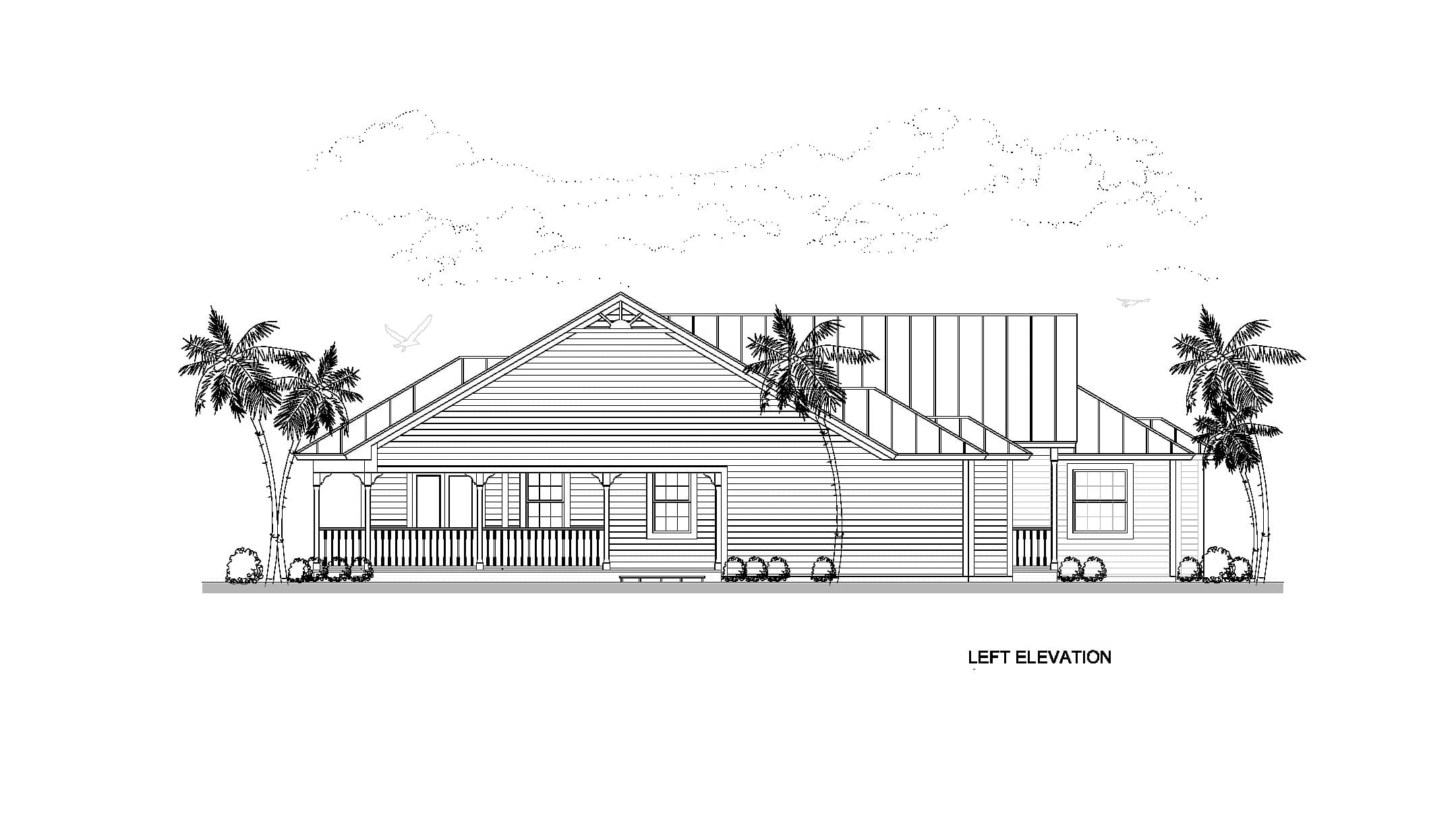 Home Plan Left Elevation of this 4-Bedroom,3276 Sq Ft Plan -107-1019
