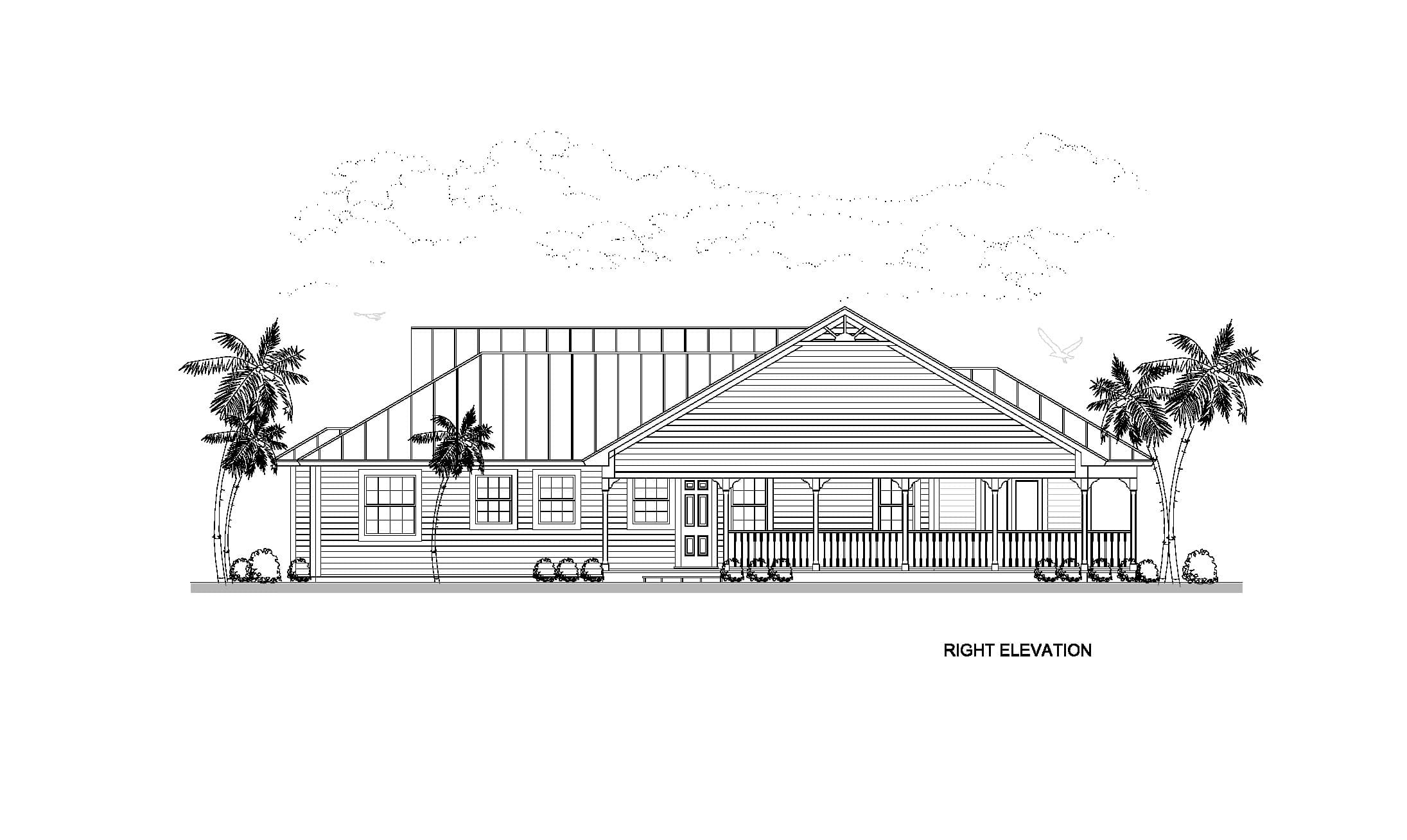 Home Plan Right Elevation of this 4-Bedroom,3276 Sq Ft Plan -107-1019