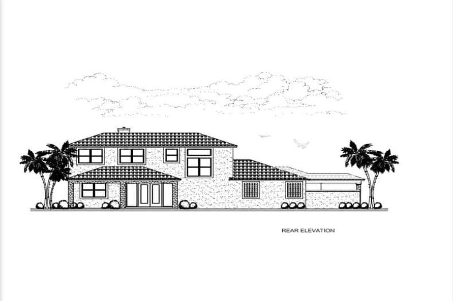 Home Plan Rear Elevation of this 4-Bedroom,3117 Sq Ft Plan -107-1023