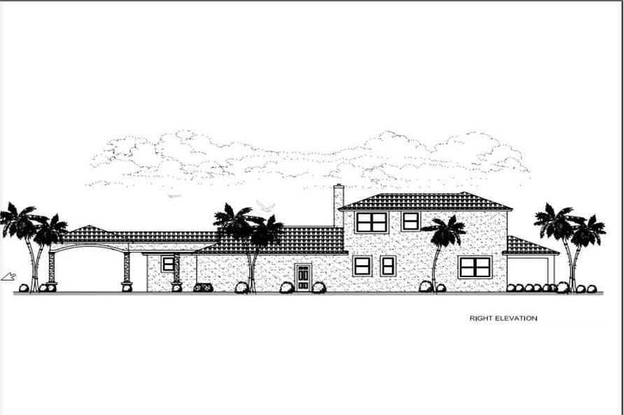 Home Plan Right Elevation of this 4-Bedroom,3117 Sq Ft Plan -107-1023