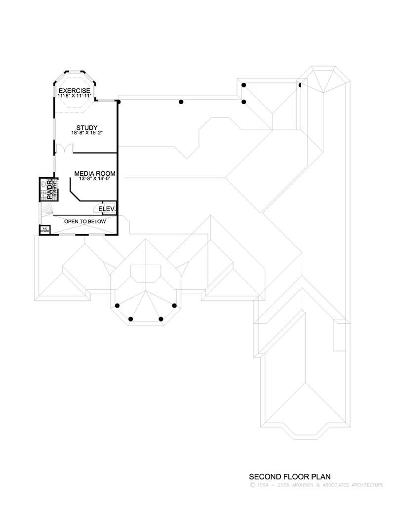 Floor Plan Second Story of Luxury Plan #107-1028