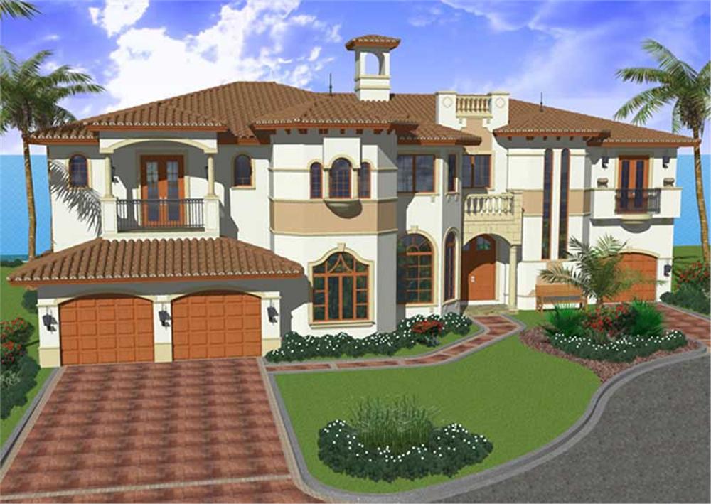 Luxury House Plans AA6096-0506 color rendering.