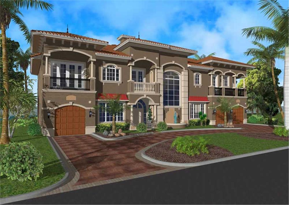 Luxury house plans color rendering.