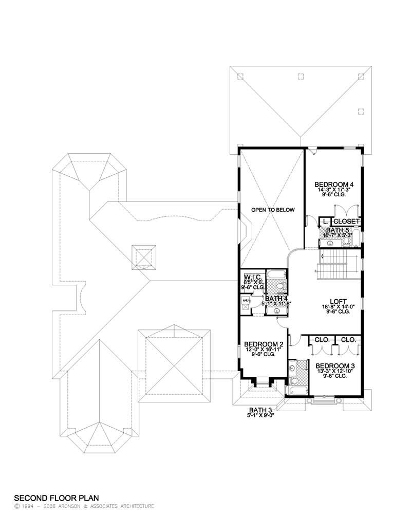 Floor Plan Second Story of Cape Cod Plan #107-1043