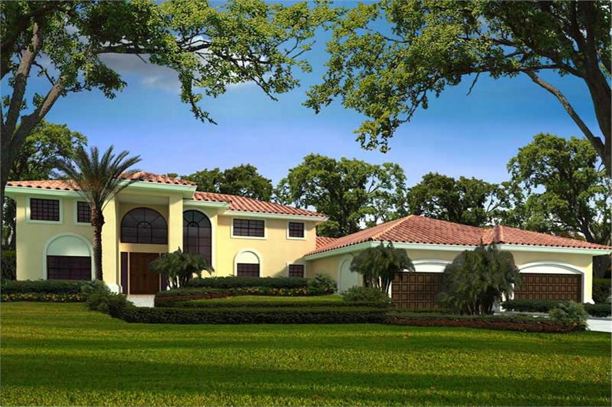 3-Bedroom, 5792 Sq Ft Florida Style Home Plan - 107-1059 - Main Exterior
