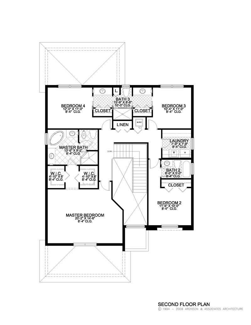 Floor Plan Second Story of Coastal Plan #107-1062