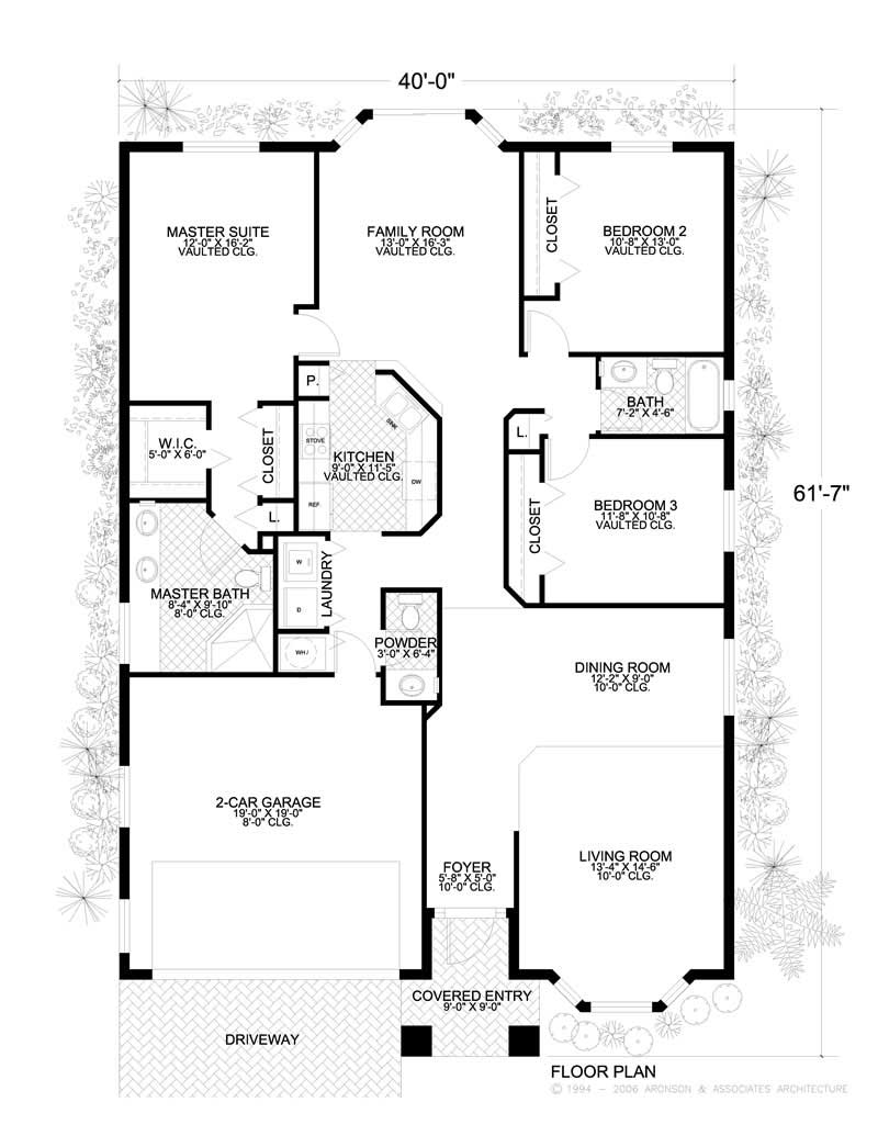 Floor Plan First Story of Mediterranean Plan #107-1070