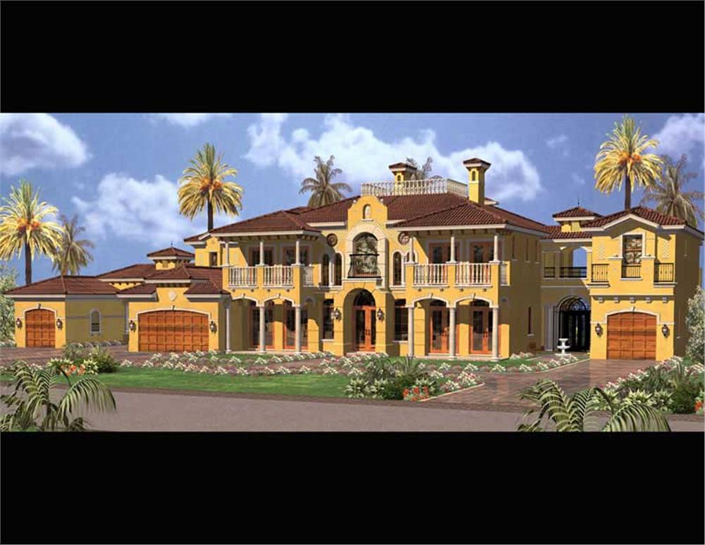 Luxury house plans AA6904-035 color rendering.