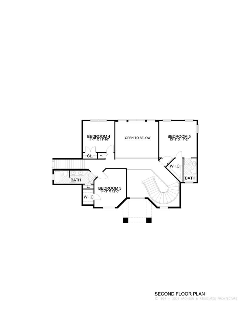 Floor Plan Second Story of Mediterranean Plan #107-1111
