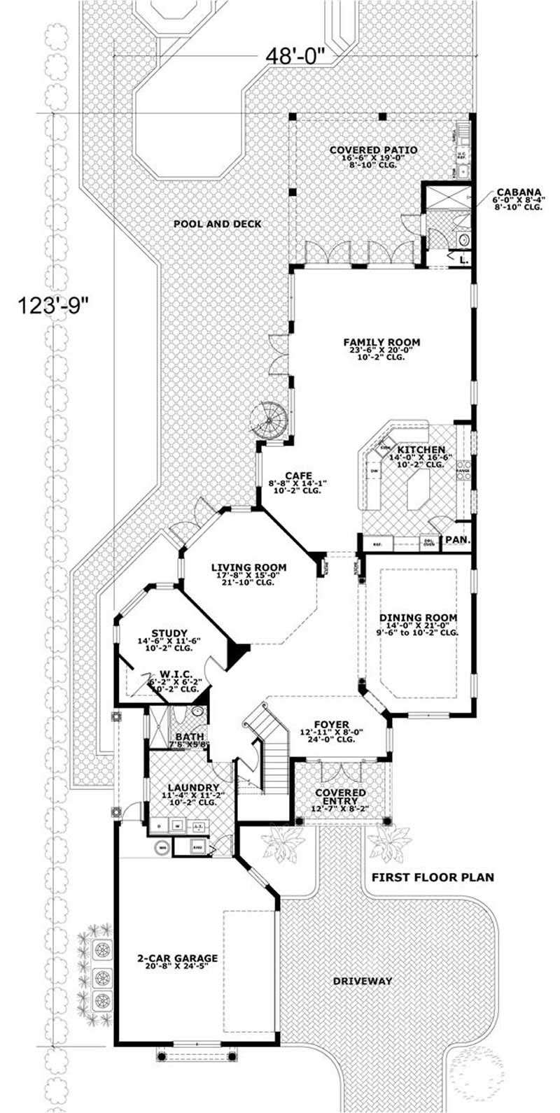 Floor Plan First Story of Mediterranean Plan #107-1117