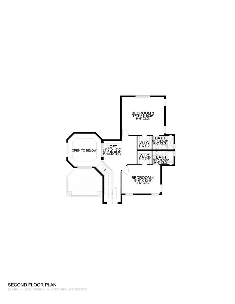 Floor Plan Second Story of Mediterranean Plan #107-1120