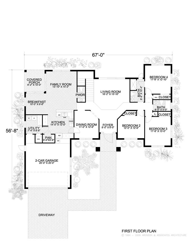 Floor Plan First Story of Mediterranean Plan #107-1126