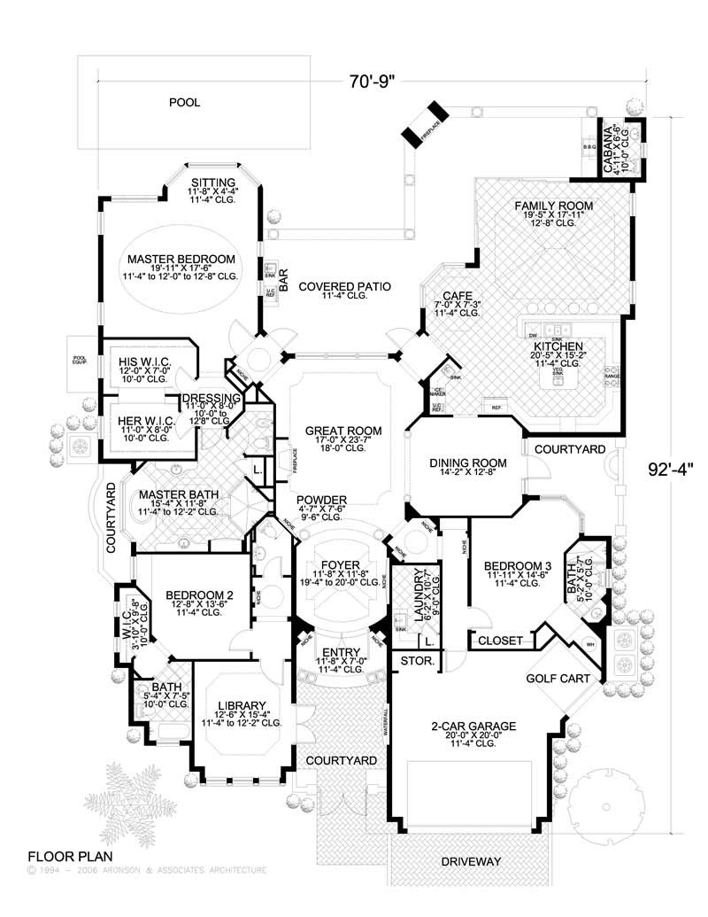Floor Plan First Story of Mediterranean Plan #107-1150